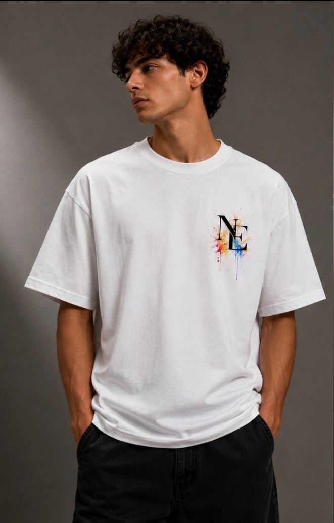 Norvé Paint Splash Oversized T-Shirt – White